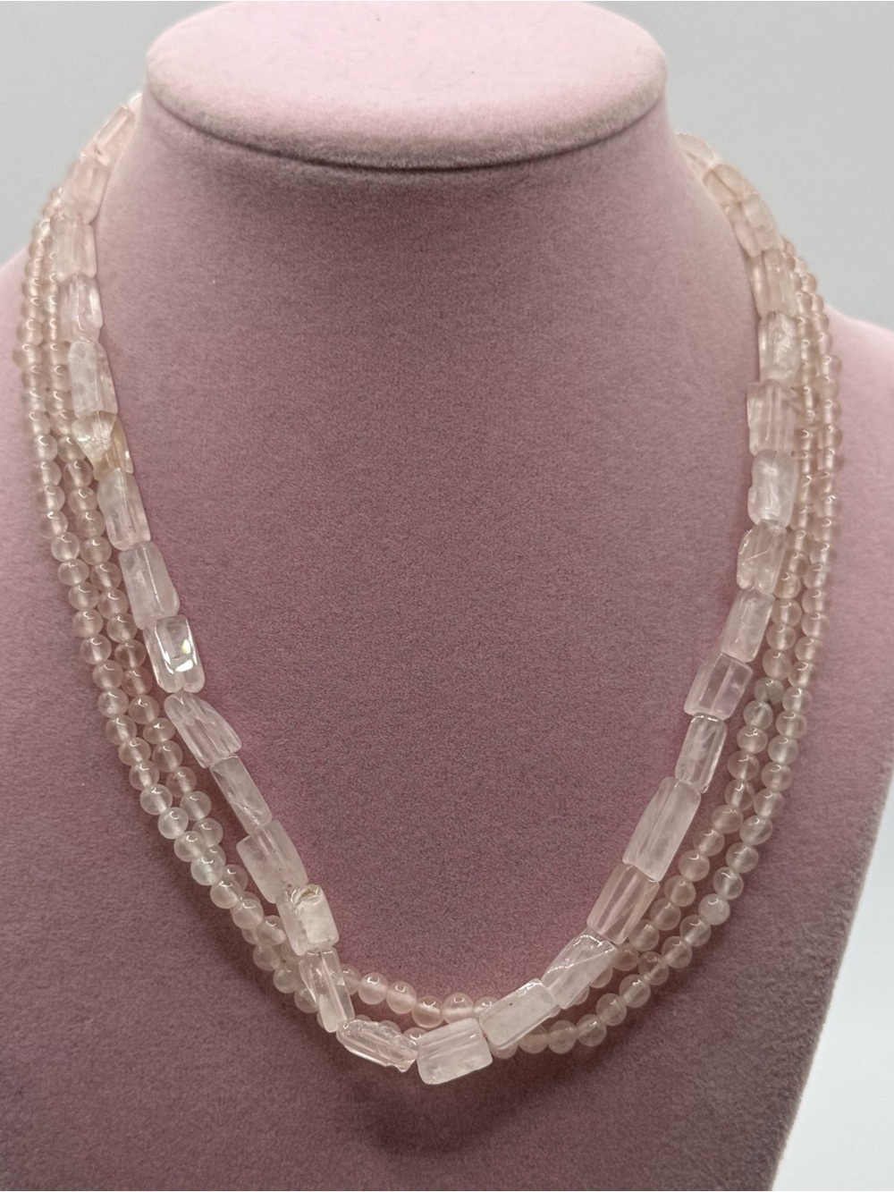 Set of two Multi-Strand Rose Quartz Necklace